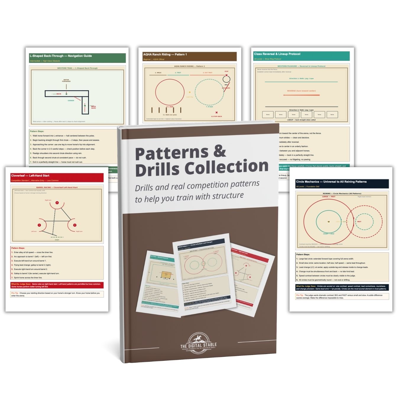 Collection of training patterns and drills with a central book titled 'Patterns & Drills Collection'.