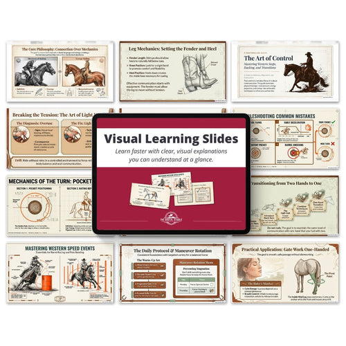 Collection of educational slides on a white background with a central 'Visual Learning Slides' container.